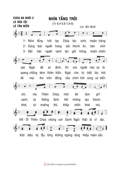 Sheet PDF of Thánh Vịnh 8, Nhìn Tầng Trời