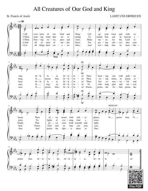 Sheet PDF of All Creatures of Our God and King