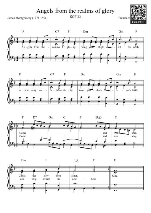 Angels from the realms of glory Sheet Piano