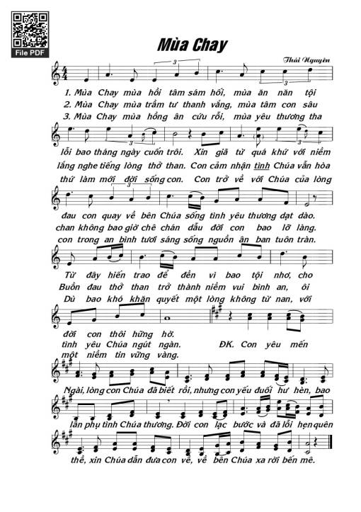 Sheet PDF of Mùa Chay - Thái Nguyên