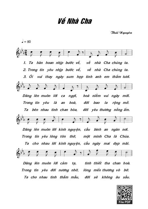 Sheet PDF of Về Nhà Cha - Thái Nguyên