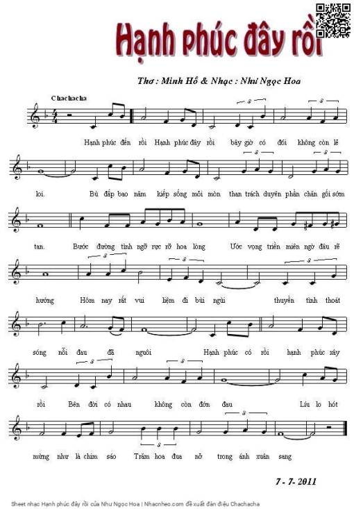 Sheet PDF of Hạnh phúc đây rồi