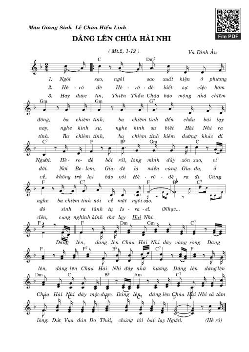 Sheet PDF of Dâng Lên Chúa Hài Nhi