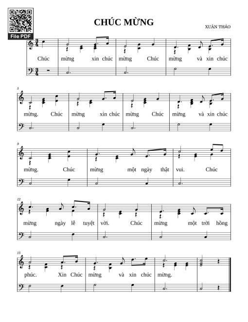 Chúc mừng Sheet Piano