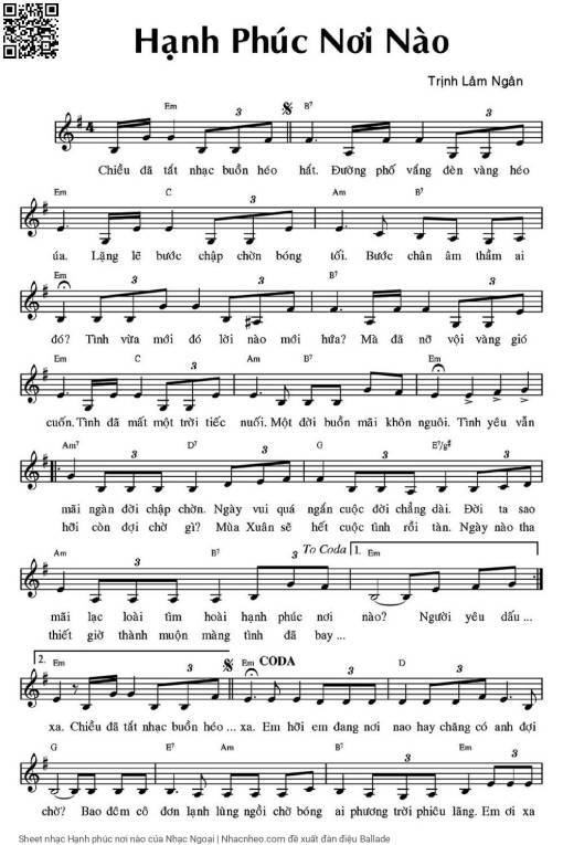 Sheet PDF of Hạnh phúc nơi nào