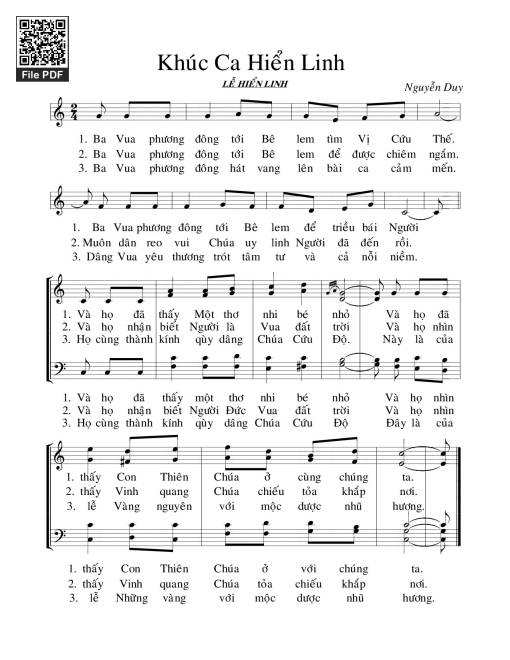 Sheet PDF of Khúc Ca Hiển Linh