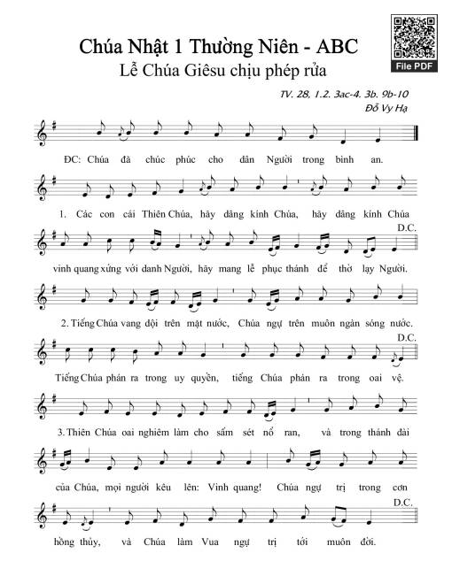 Thánh Vịnh 28, Chúa Nhật 1A.b.c Thường Niên