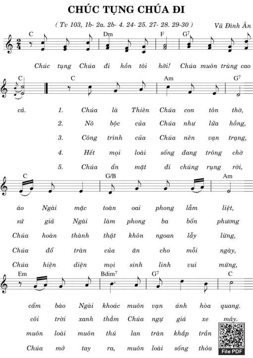 Thánh Vịnh 103, Chúc Tụng Chúa Đi