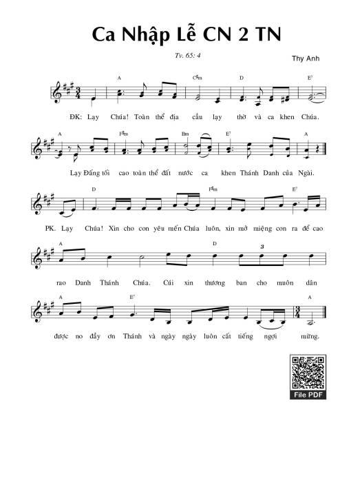 Thánh Vịnh 65, Ca Nhập Lễ Chúa Nhật 2 Thường Niên