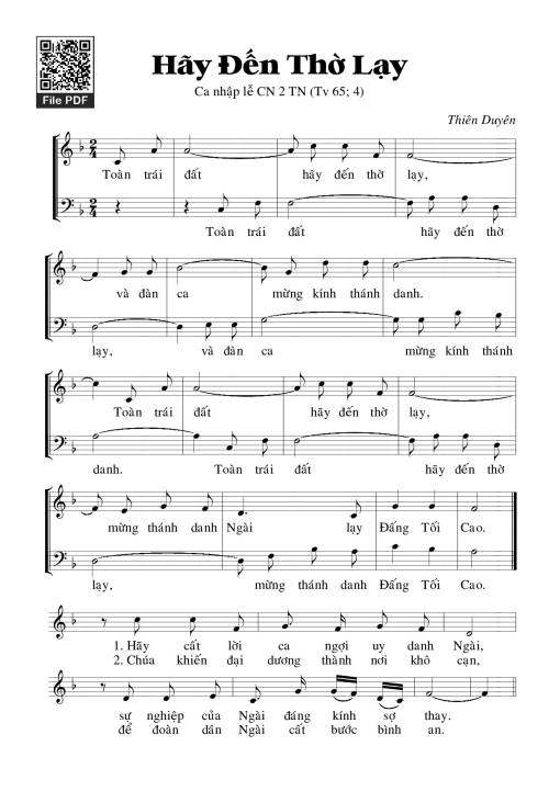 Sheet PDF of Thánh Vịnh 65, Hãy Đến Thờ Lạy