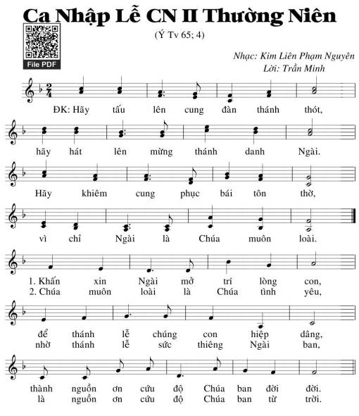 Thánh Vịnh 65, Nhập Lễ 2 Thường Niên