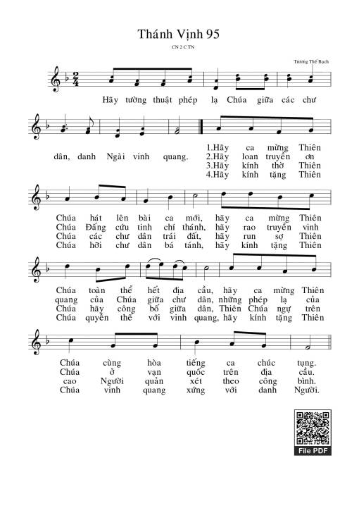 Sheet PDF of Thánh Vịnh 95, Chúa Nhật 2C Thường Niên