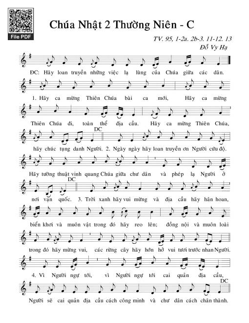Thánh Vịnh 95, Chúa Nhật 2C Thường Niên