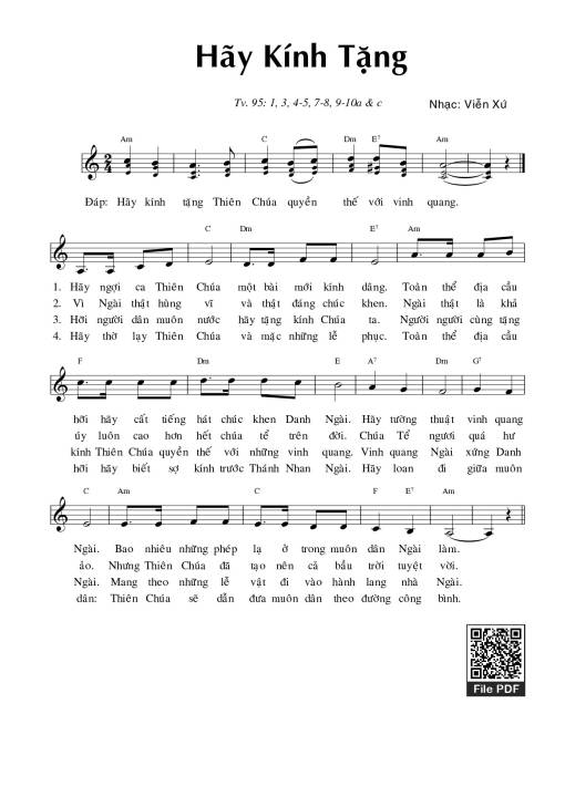 Thánh Vịnh 95, Hãy Kính Tặng