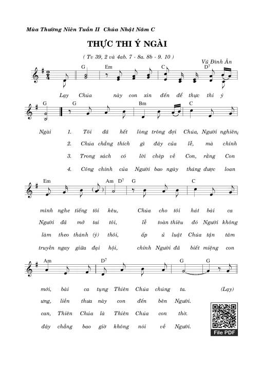 Sheet PDF of Thánh Vịnh 39, Thực Thi Ý Ngài