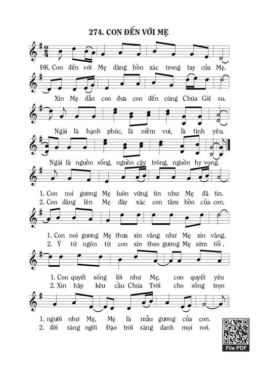 Sheet PDF of Con Đến Với Mẹ