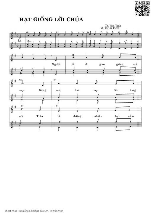 Sheet PDF of Hạt giống Lời Chúa