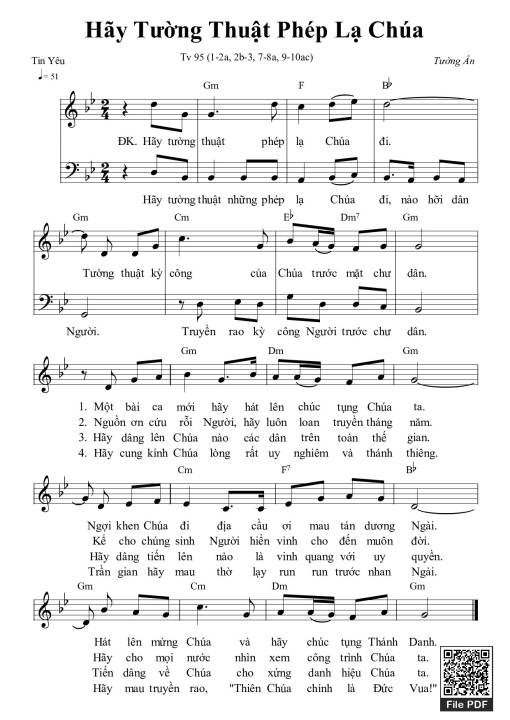 Thánh Vịnh 95, Hãy Tường Thuật Phép Lạ Chúa