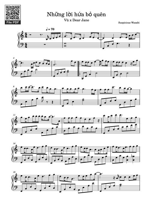 Sheet PDF of Những lời hứa bỏ quên Sheet Piano
