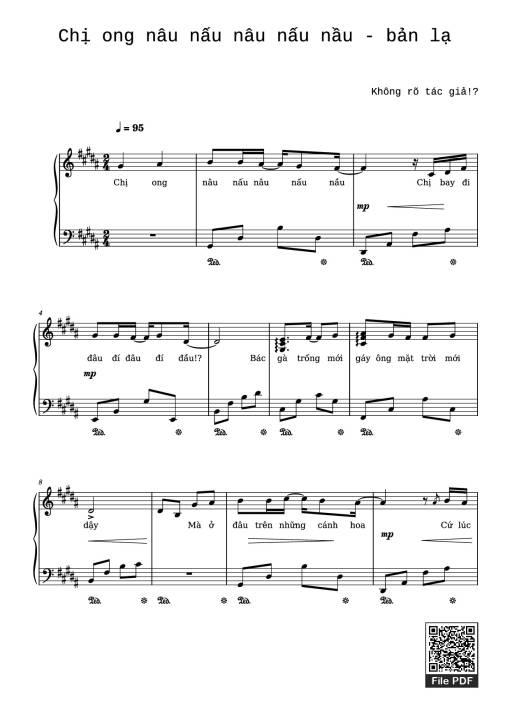 Chị ong nâu nấu nâu nấu nầu - bản lạ Sheet Piano