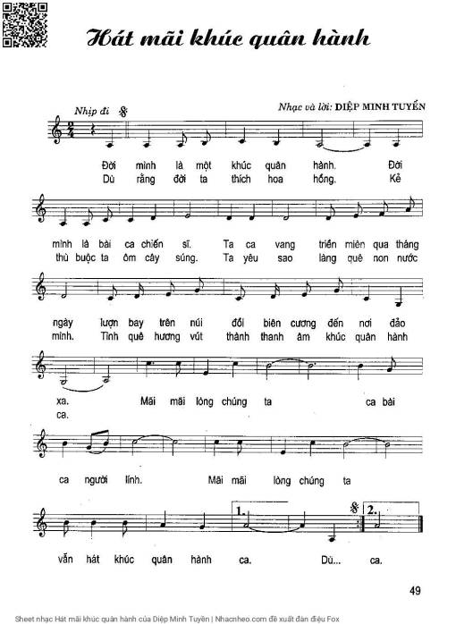 Sheet PDF of Hát mãi khúc quân hành