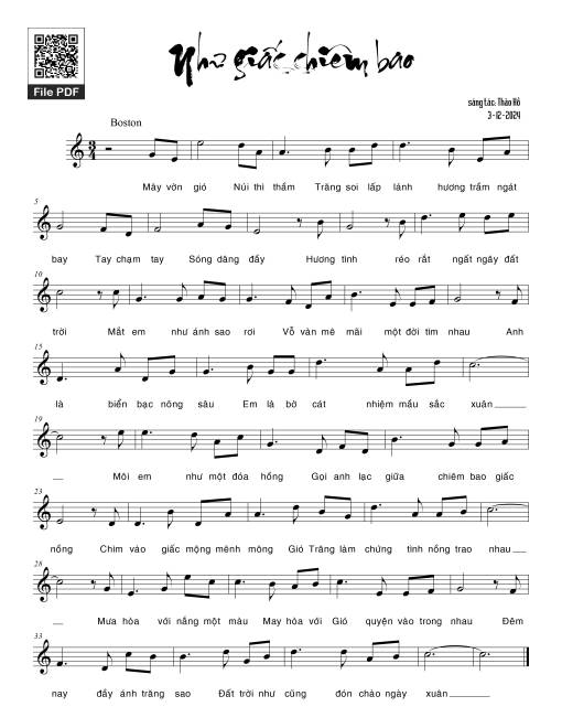 Sheet PDF of Như giấc chiêm bao