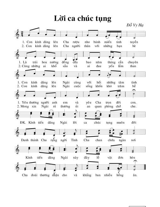 Sheet PDF of Lời Ca Chúc Tụng