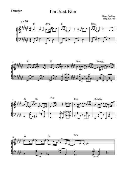Sheet PDF of I'm Just Ken Sheet Piano