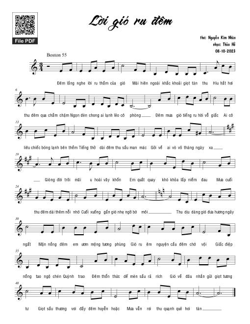 Sheet PDF of Lời gió ru đêm