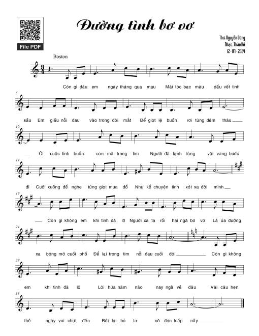 Sheet PDF of Đường tình bơ vơ