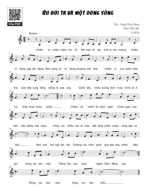 Sheet PDF of Ru đời ta và một dòng sông