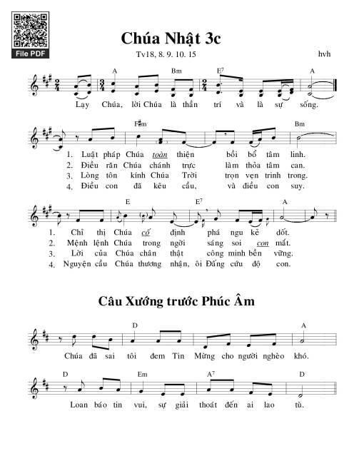 Thánh Vịnh 18, Chúa Nhật 3C Thường Niên