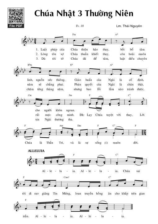 Sheet PDF of Thánh Vịnh 18, Chúa Nhật 3C Thường Niên