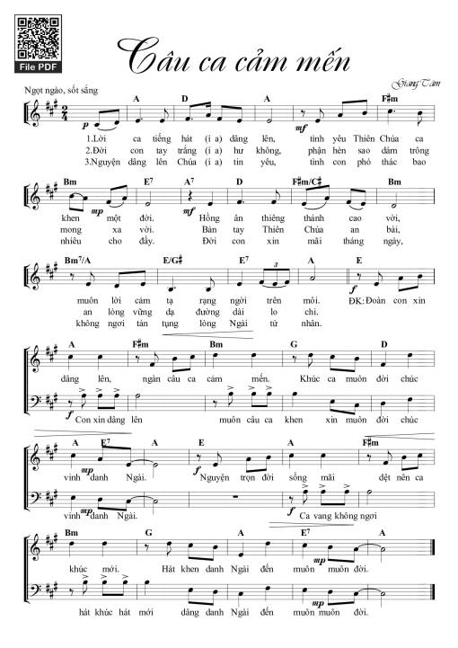 Sheet PDF of Câu Ca Cảm Mến