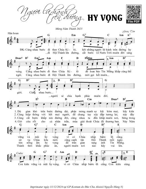 Sheet PDF of Người Lữ Hành Trên Đường Hy Vọng