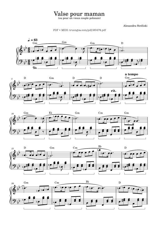 Sheet PDF of Valse pour maman (ou pour un vieux couple polonais) Piano