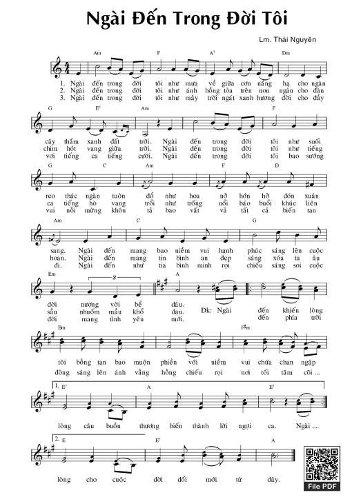 Sheet PDF of Ngài Đến Trong Đời Tôi