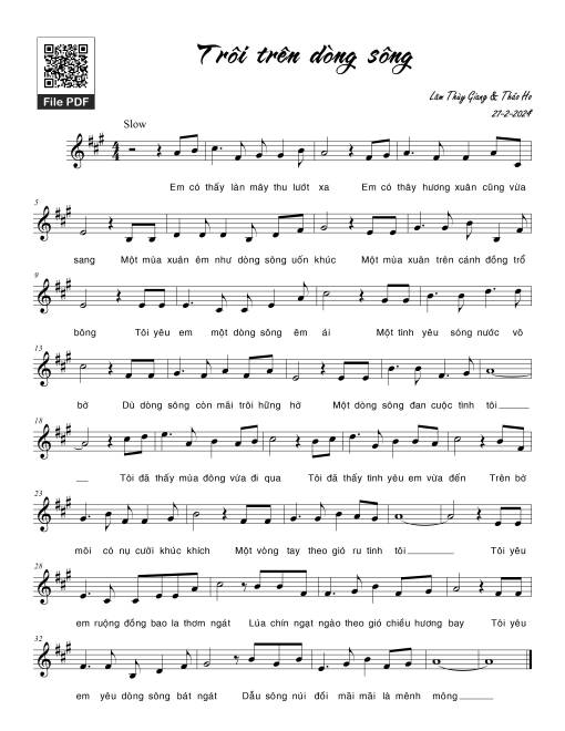 Sheet PDF of Trôi trên dòng sông