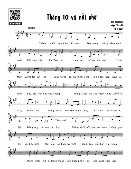 Sheet PDF of Tháng Mười và nỗi nhớ