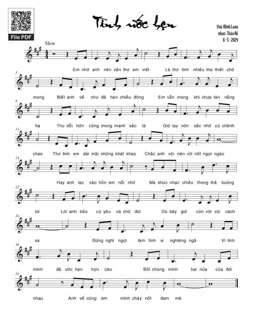 Sheet PDF of Tình ước hẹn