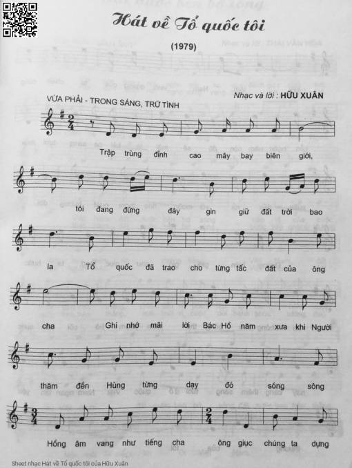 Sheet PDF of Hát về Tổ quốc tôi