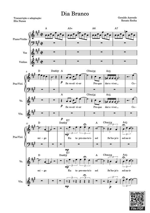 Sheet PDF of Dia Branco Piano