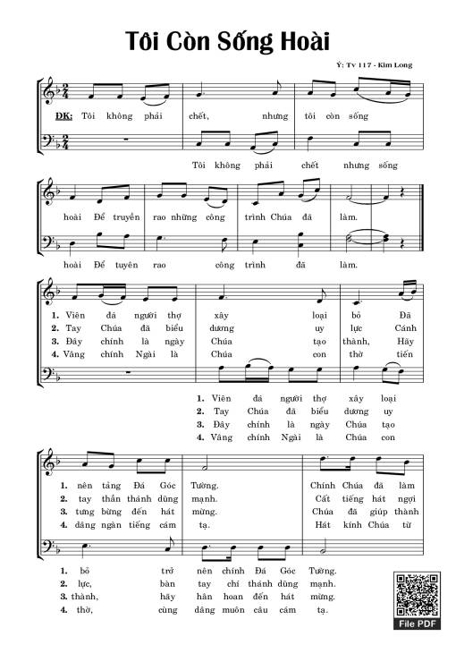 Sheet PDF of Thánh Vịnh 117, Tôi Còn Sống Hoài