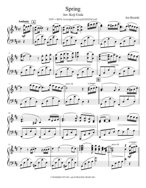 Spring Joe Hisaishi Piano