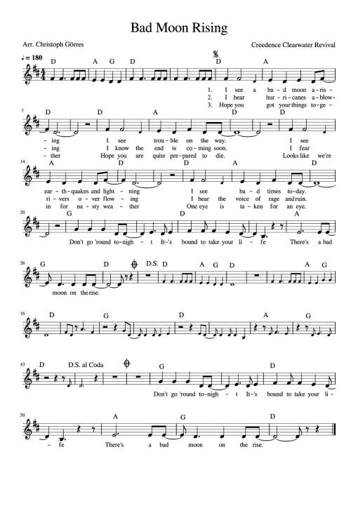 Bad Moon Rising Piano