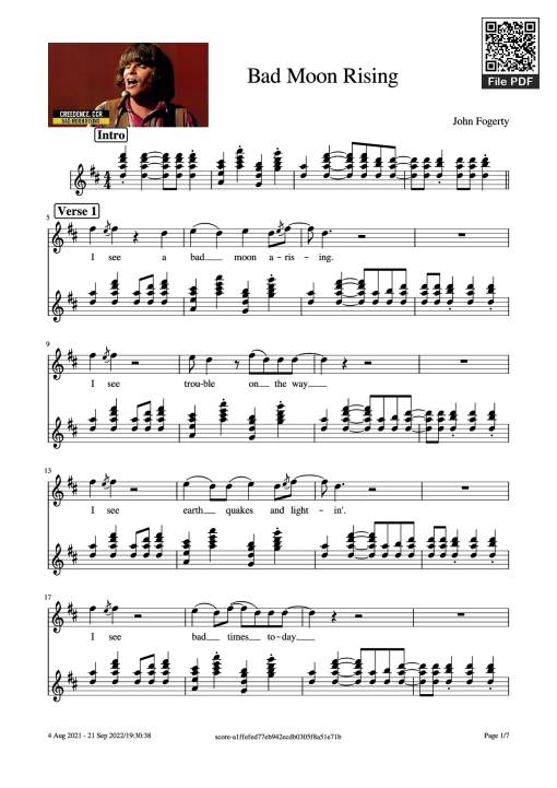 Bad Moon Rising Guitar TAB