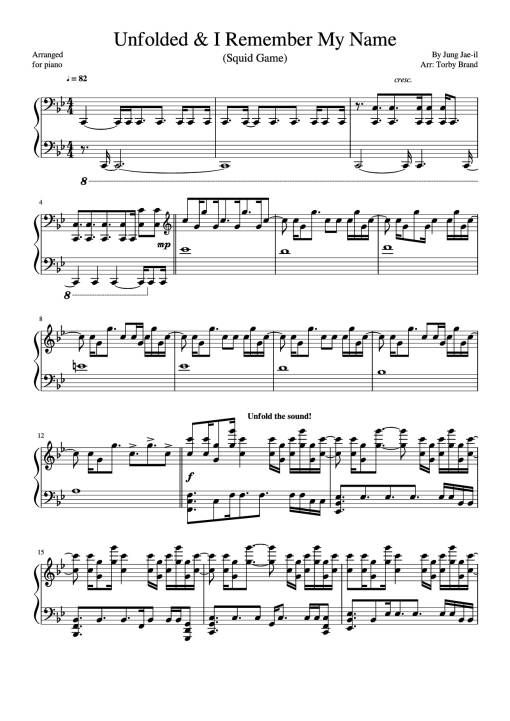 Sheet PDF of Unfolded & I Remember My Name Piano