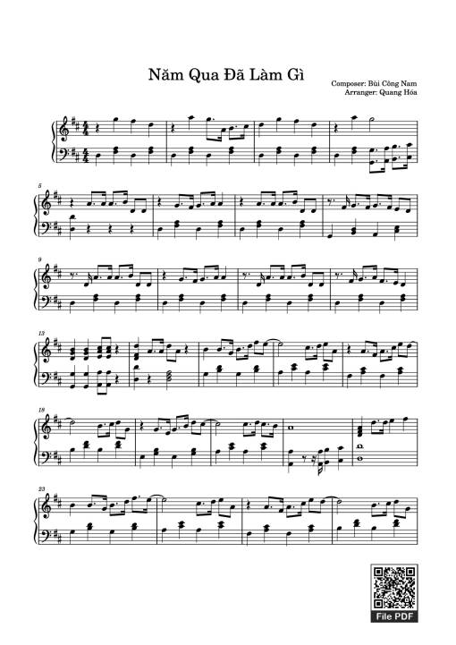 Sheet PDF of Năm Qua Đã Làm Gì Piano