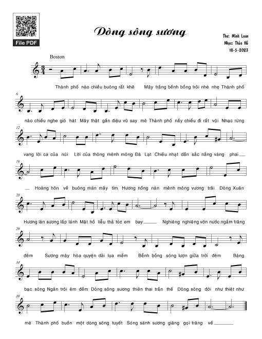 Sheet PDF of Dòng dông sương