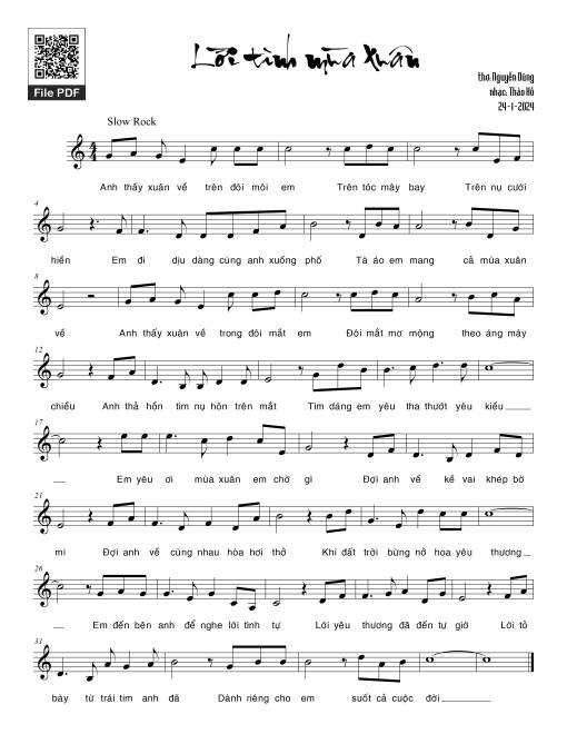 Sheet PDF of Lời tình mùa Xuân